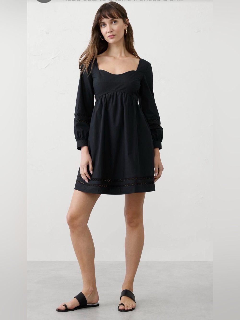 Banana Republic Eyelet Gathered Waist Mini Dress.  Black. Large  New with tags